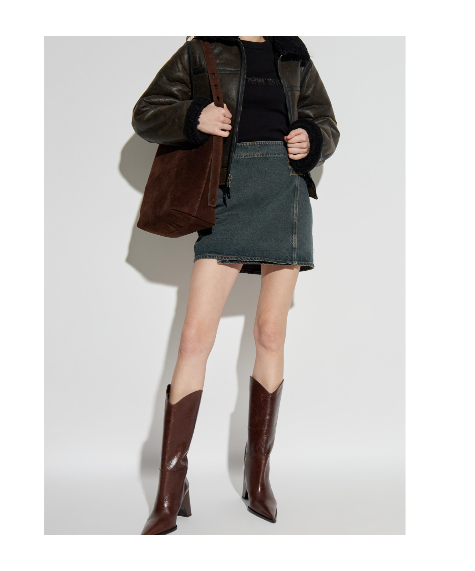 Samsoe & Samsoe Zippered Long-sleeved Leather Jacket In Black