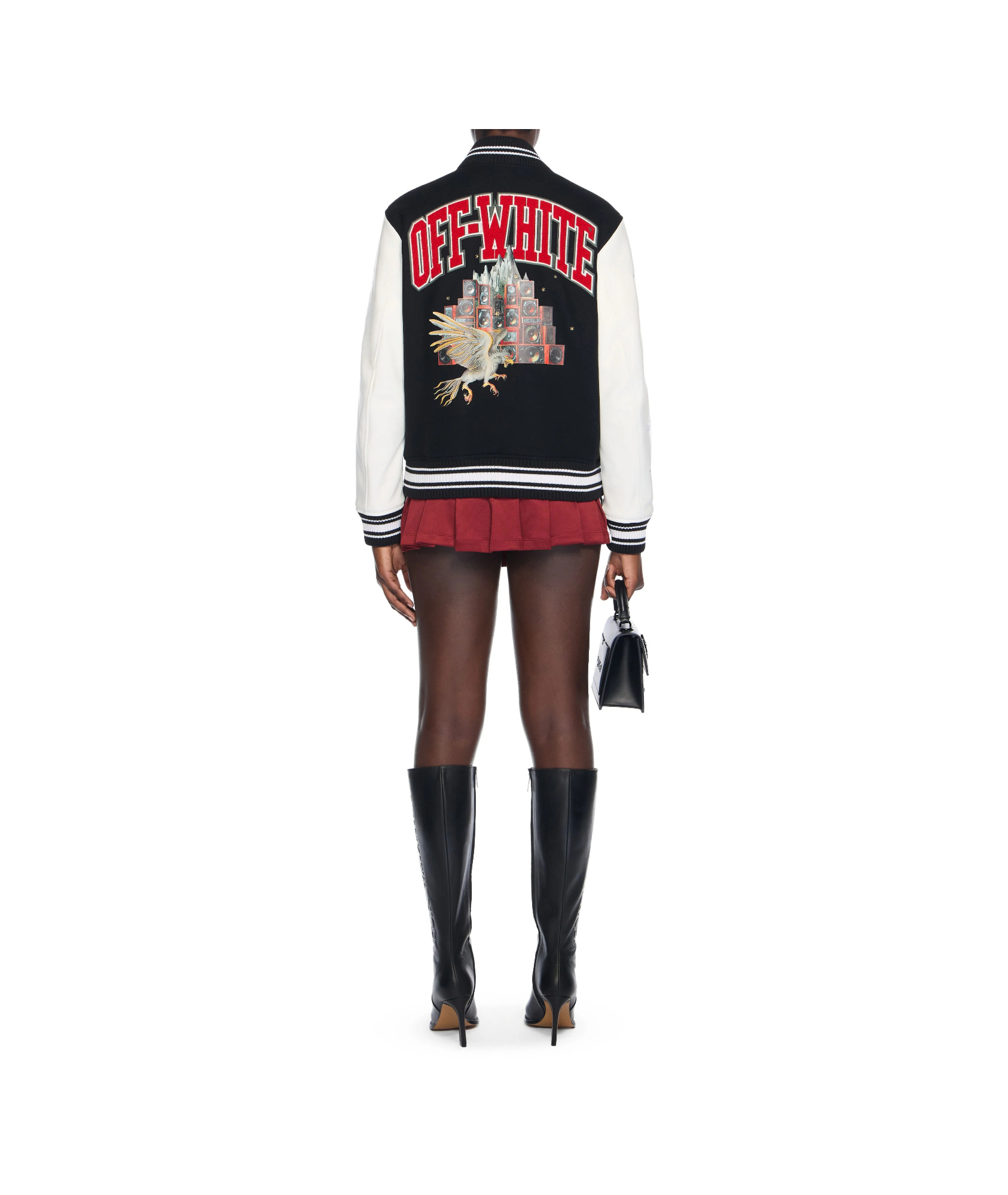 Off-white Wo Soundsystem Varsity Jacket In Black