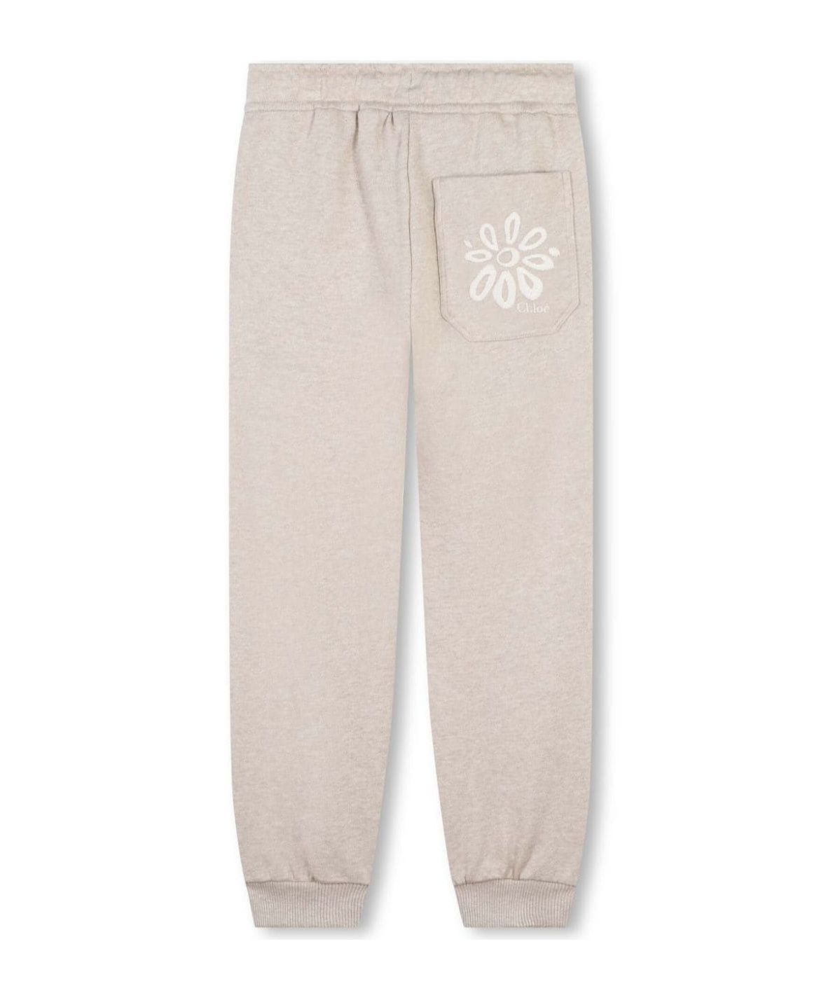 Shop Chloé Kids Logo Embroidered Drawstring Track Pants In Nude