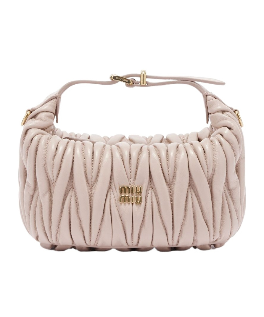 Miu Miu Quilted Nappa Leather Pouch In Nude