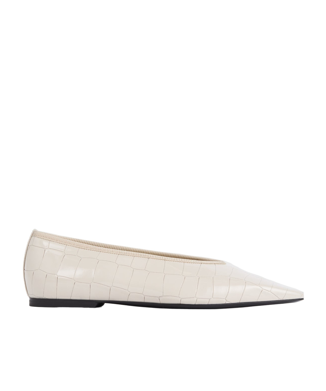 Totême Minimalist Croc-embossed Patent Leather Ballerina Flats