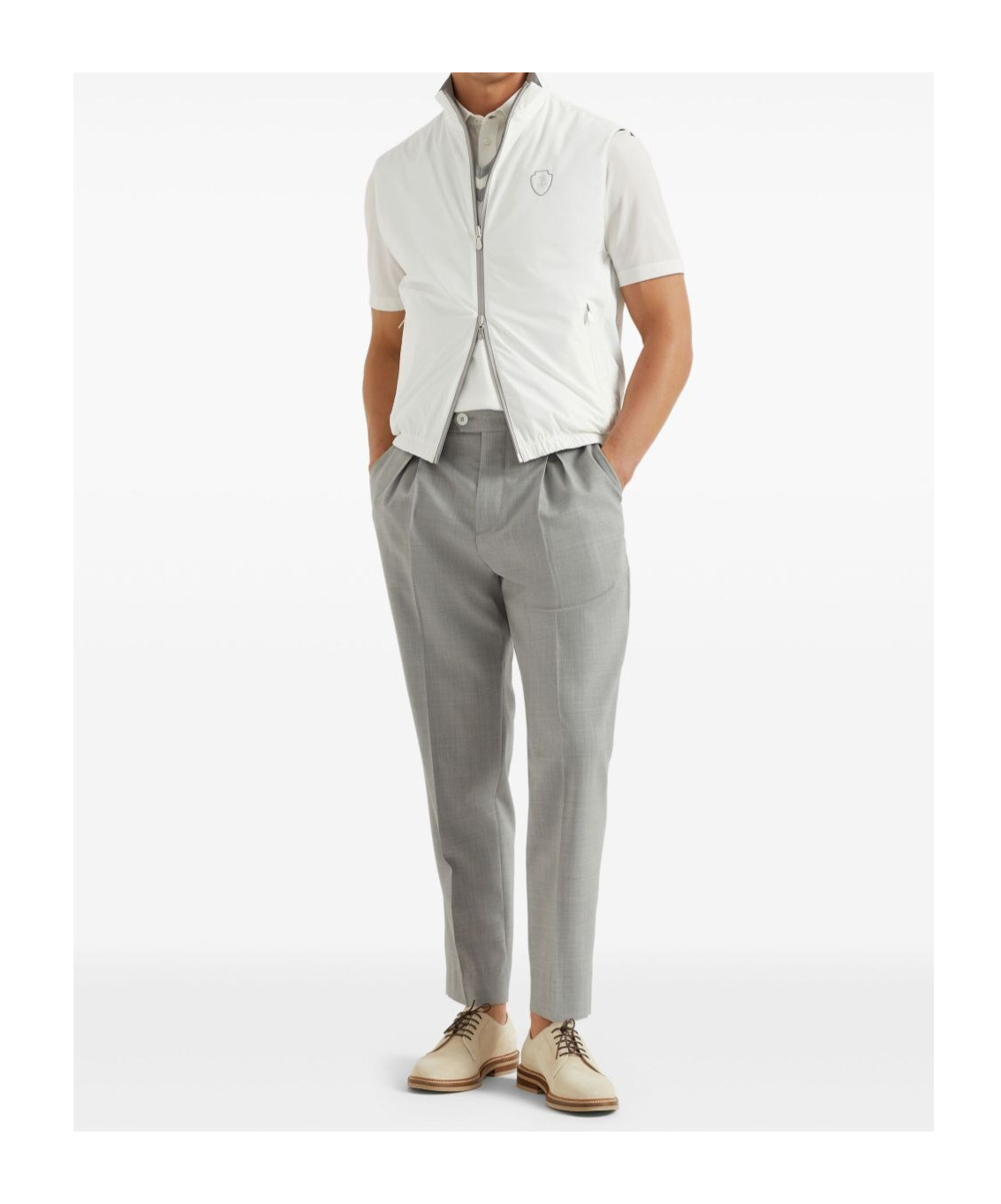 Brunello Cucinelli Zippered Vest In White