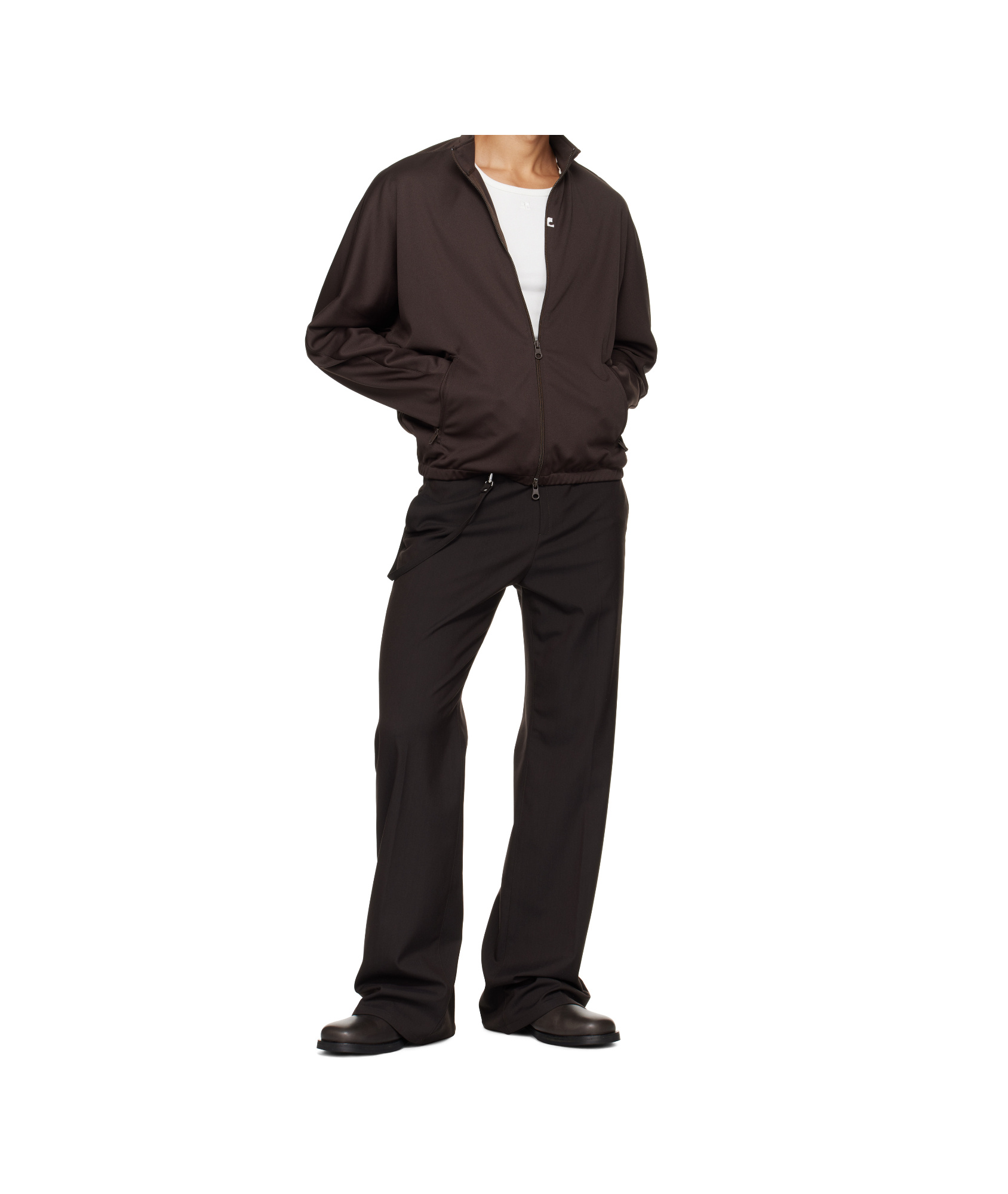 Courrèges Brown Light Twill Bootcut Trousers In Brown