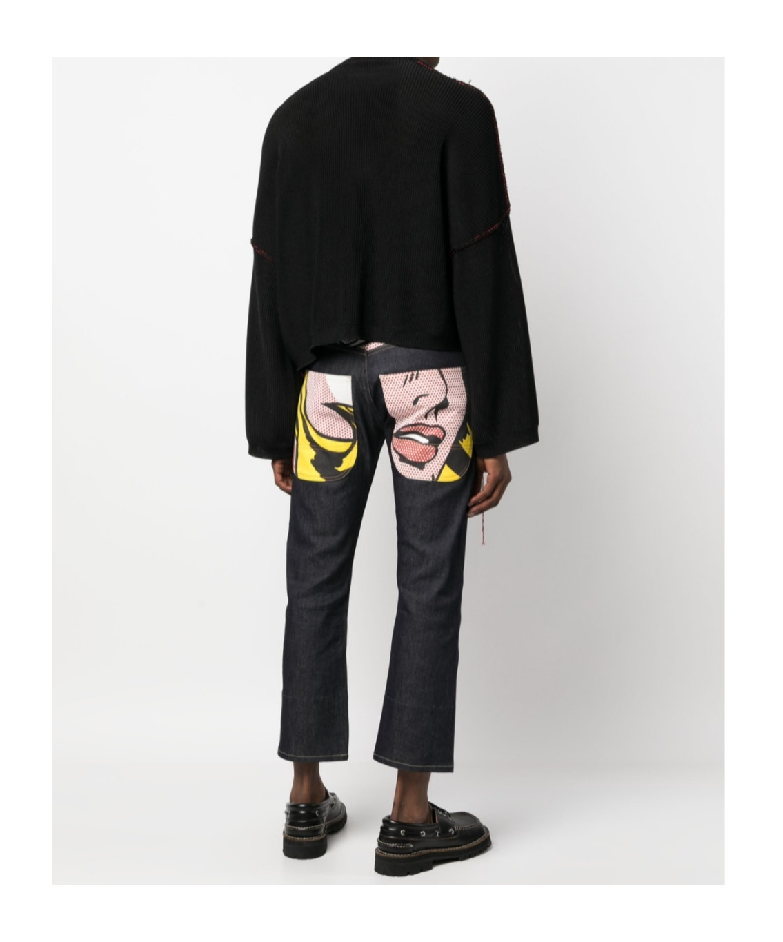 Junya Watanabe Graphic Print Denim Trousers In Blue
