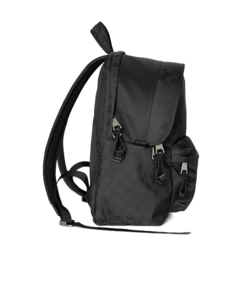 Gucci Medium Gg Black Backpack With Web Label Men In Black
