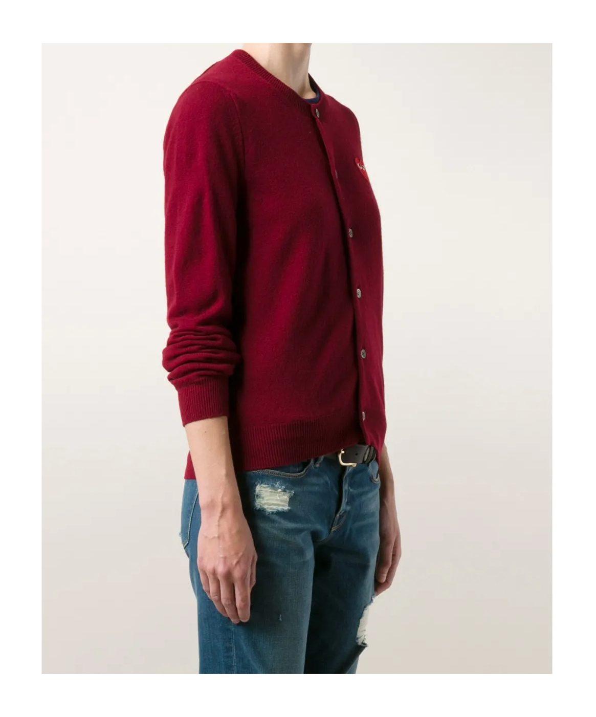 Comme Des Garçons Play Logo Patch Button-up Cardigan In Red