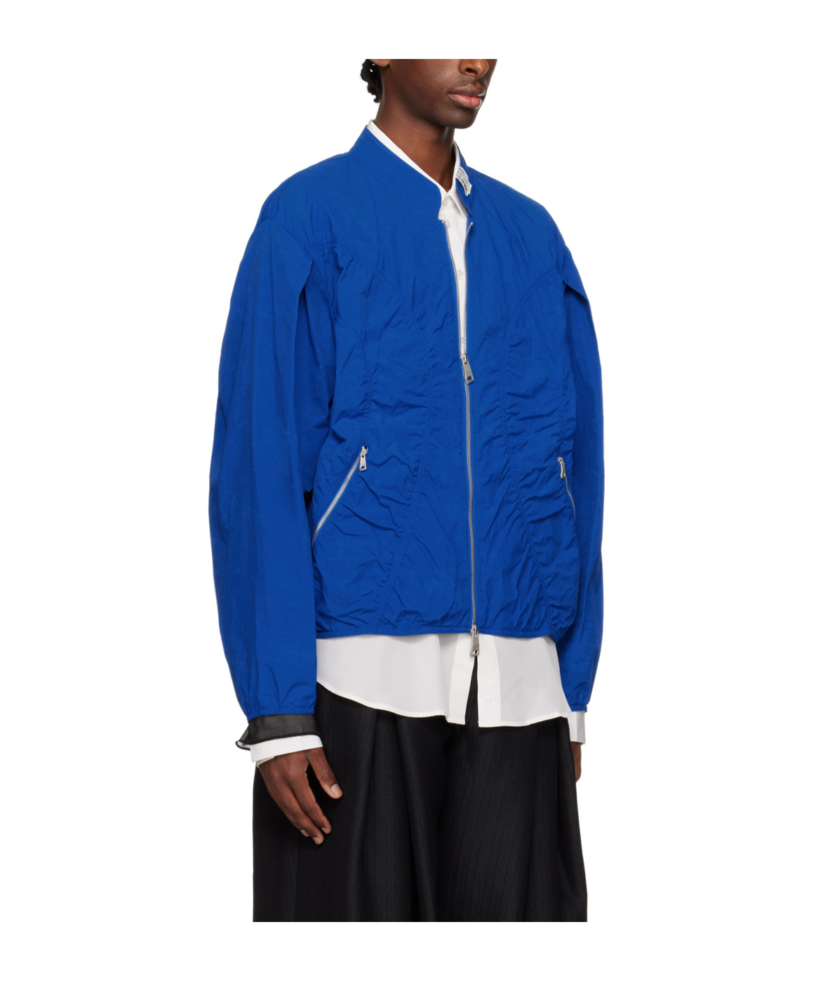 Ader Error Pleated Pilot Jacket In Blue