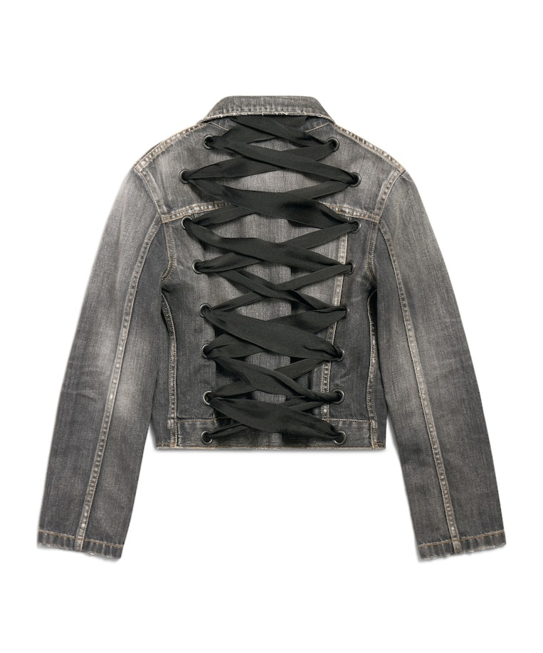 Shop Balenciaga Women's Lace-up Jacket In Dark Grey In Dark Gray