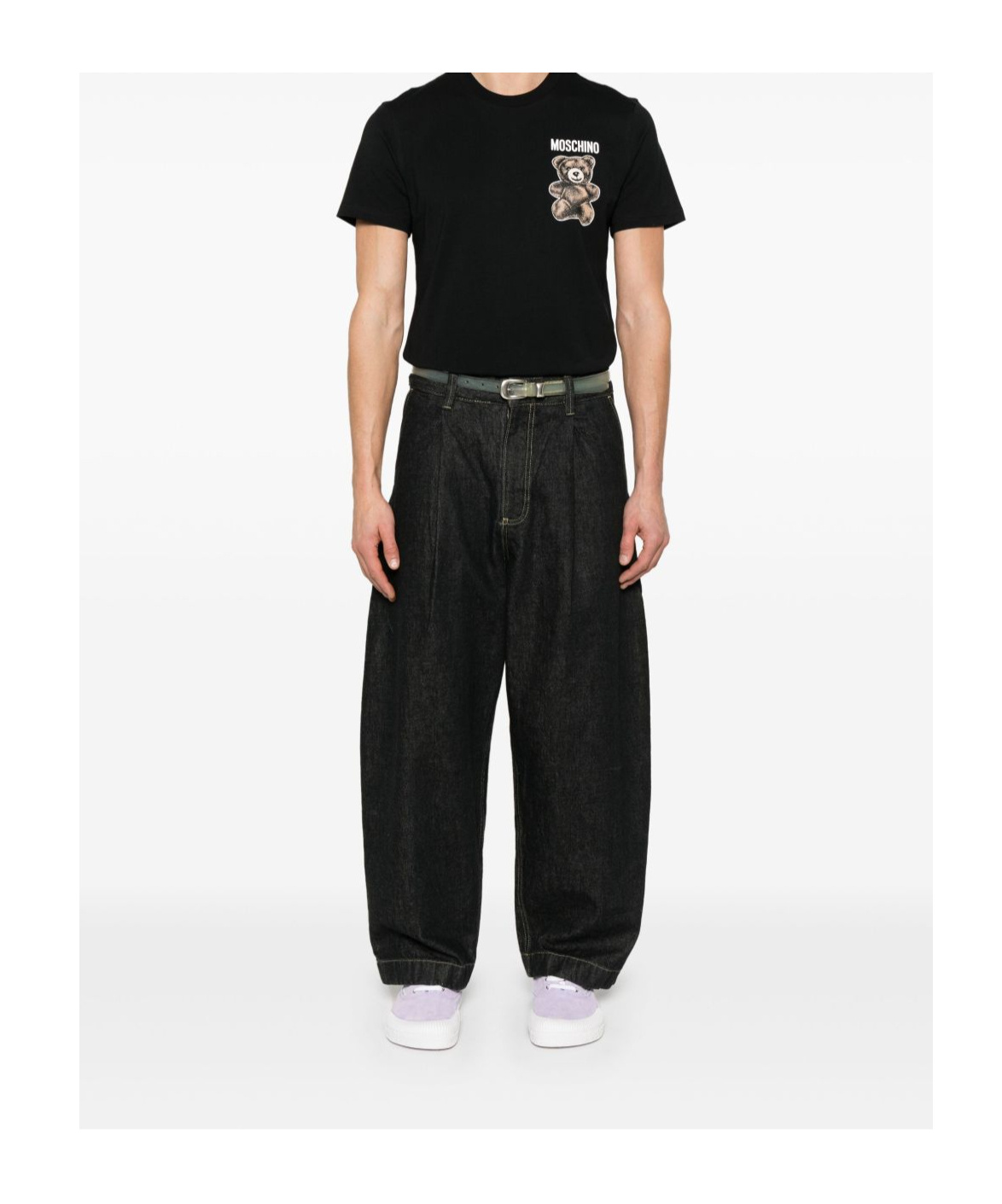 Moschino Black Cotton T-shirt With Bear Print In Black