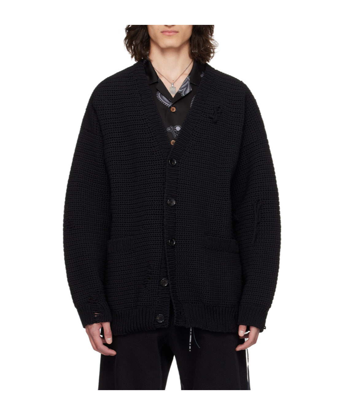 Mastermind Japan Oversized Skull Knitted Cardigan In Black