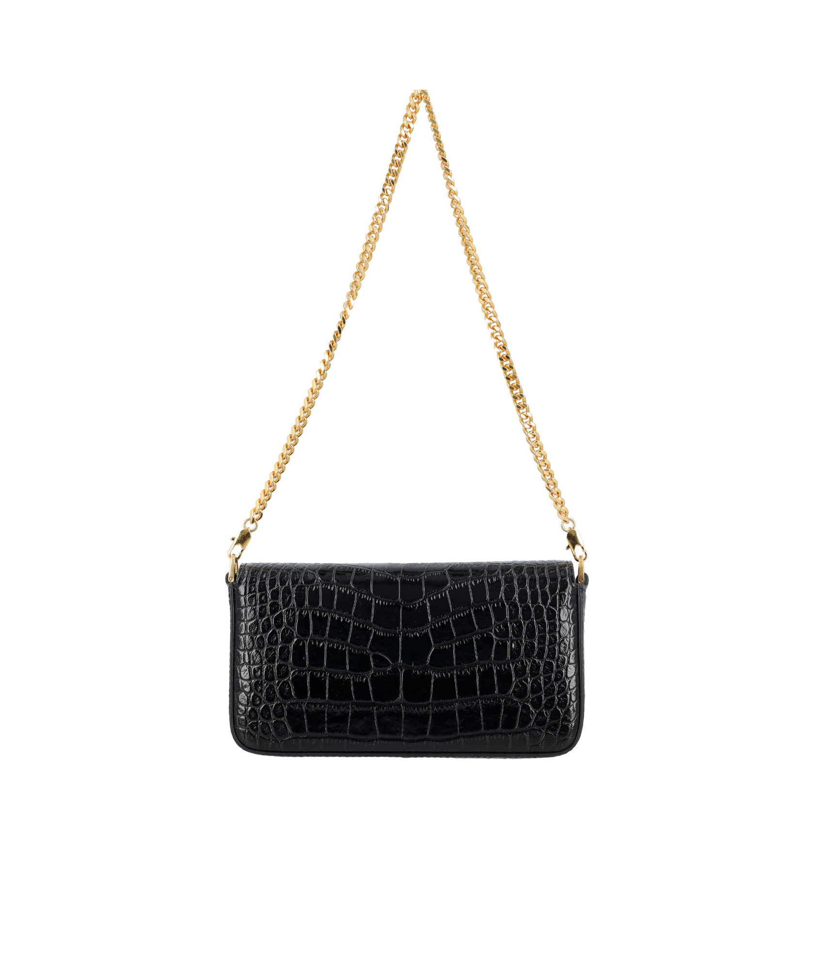 Tom Ford Mini Shoulder Bag In Stamped Crocodile Calf Leather In Black