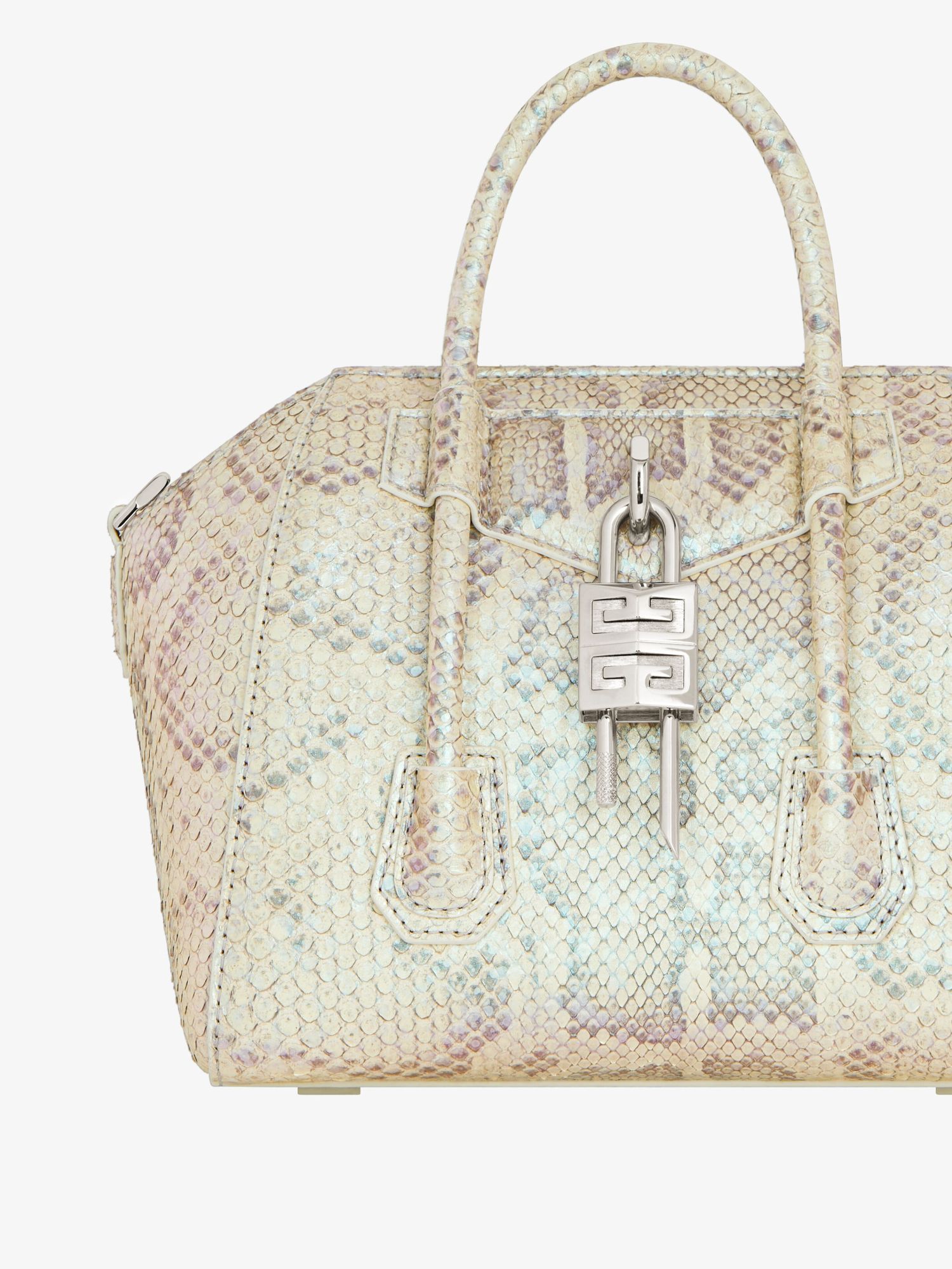 GIVENCHY MINI ANTIGONA LOCK BAG IN PYTHON WITH PEARL EFFECT