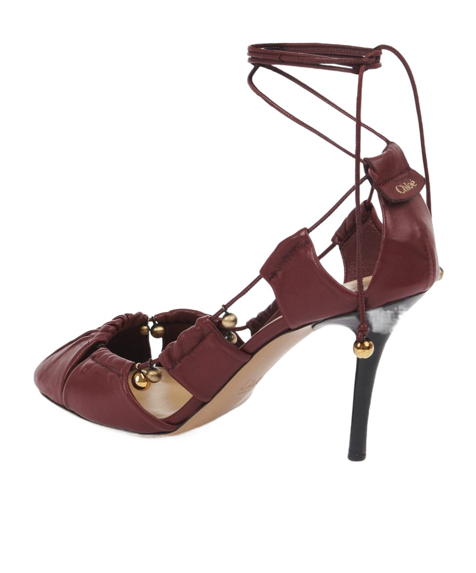 Chloé Round Head High Heels In Red