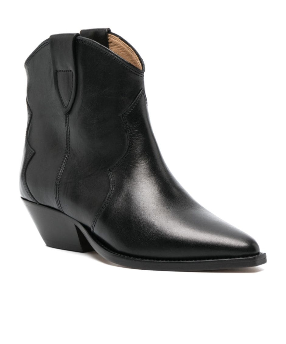 Isabel Marant Women 'dewina' Black Slip-on Ankle Boots With Low Block Heel In Leather Woman In Black