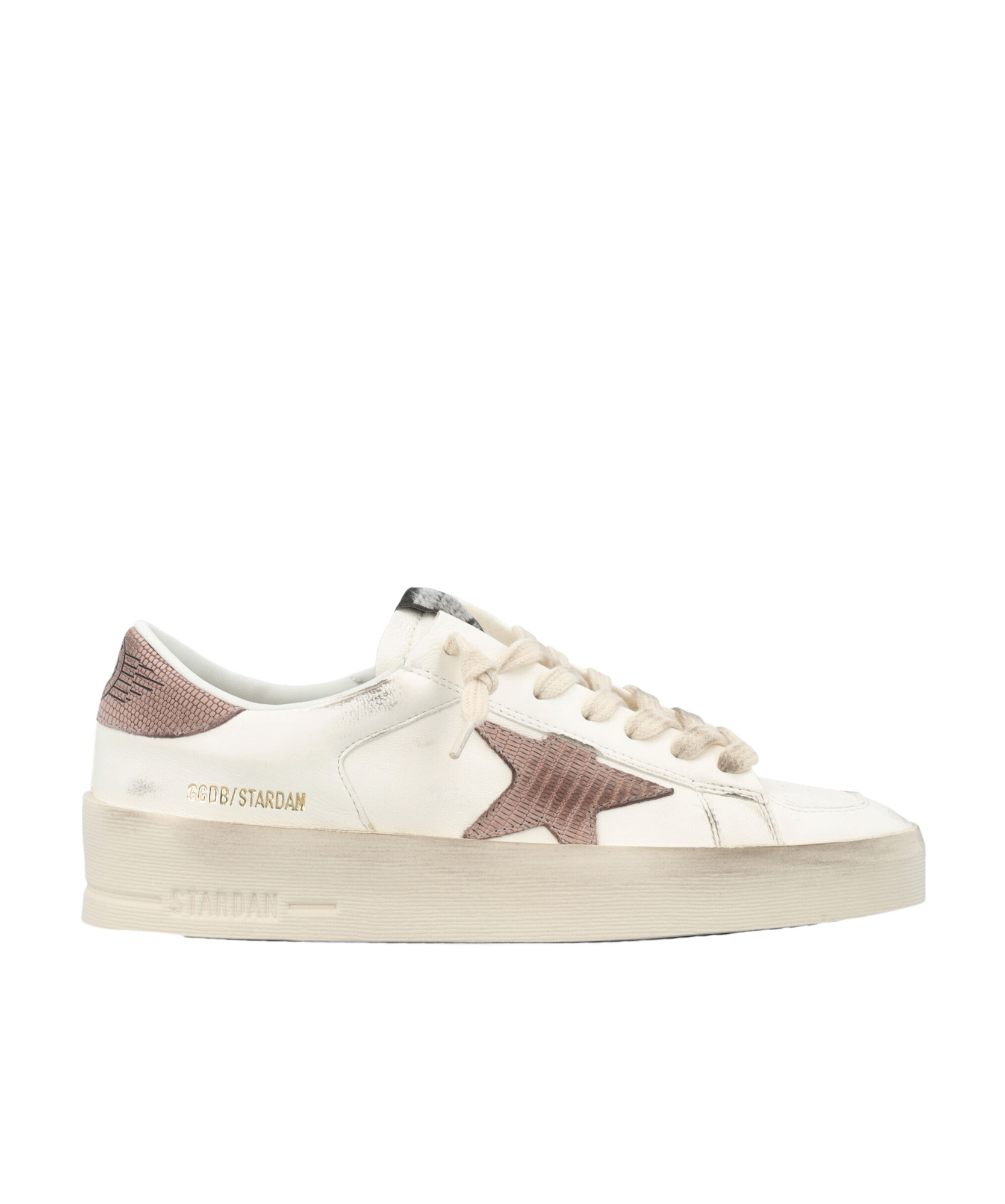 Golden Goose Distressed Leather Star Sneakers For Women In Nude