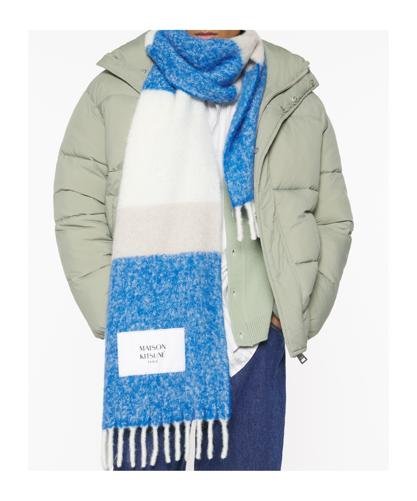 Maison Kitsuné Striped Scarf In Blue