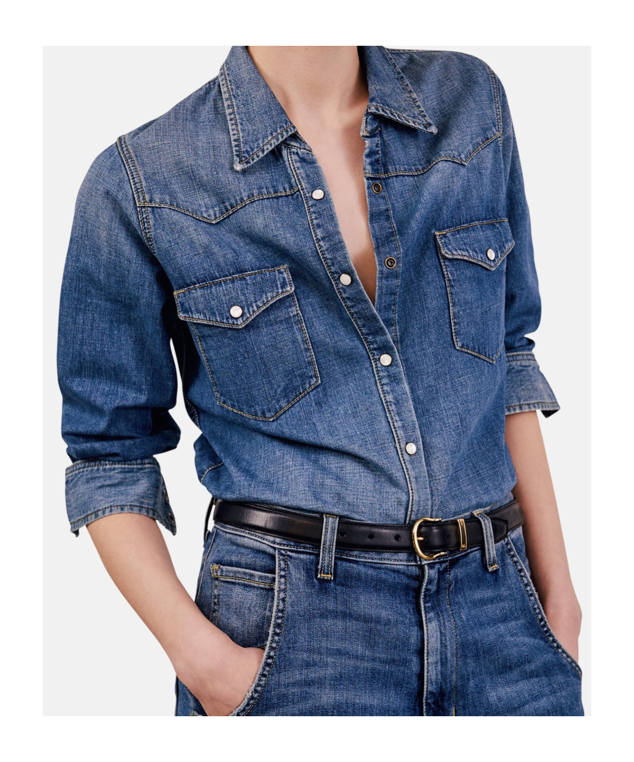 Nili Lotan Travis Cotton Chambray Shirt In Blue