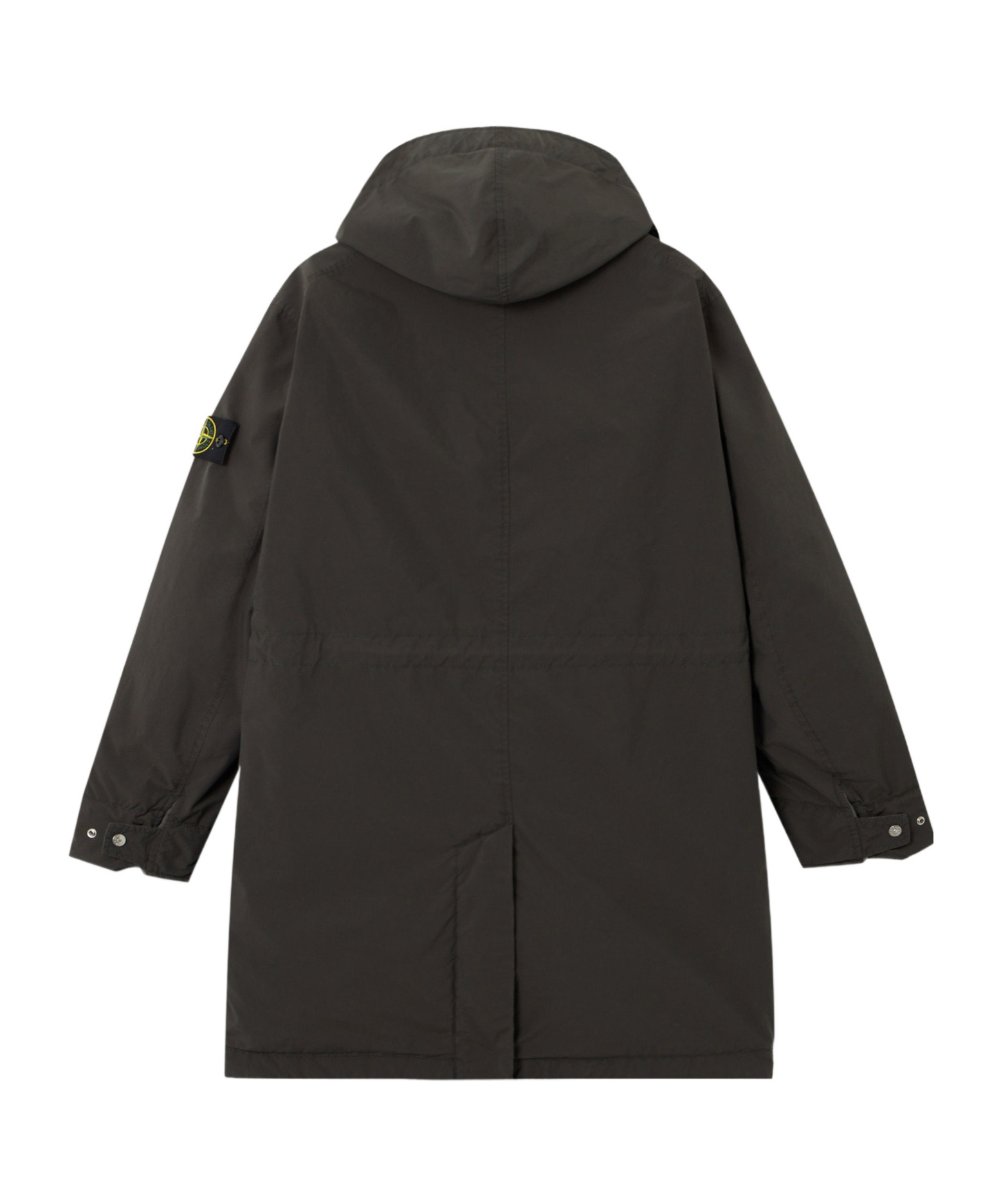 Stone Island Hooded Buttoned Coat In Brown