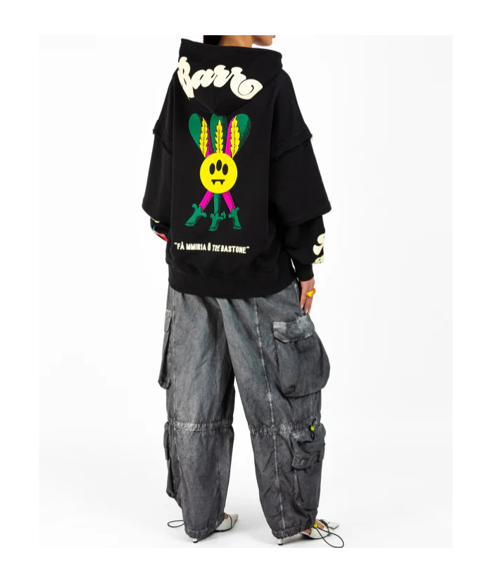 Barrow Layered Graphic-print Hoodie In Black