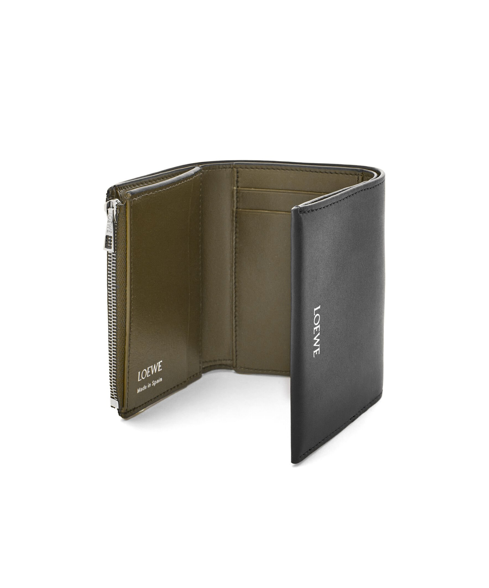 Loewe Zippered Three-fold Wallet In Black