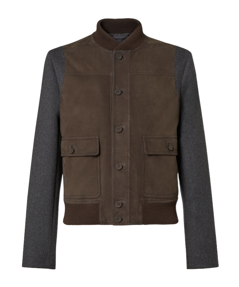 Fendi Cashmere And Brown Suede Bomber In Brown