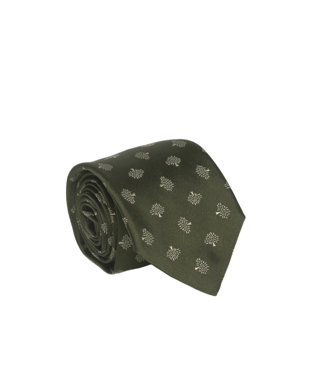Mulberry All Over Tree Pointed Tie In Green