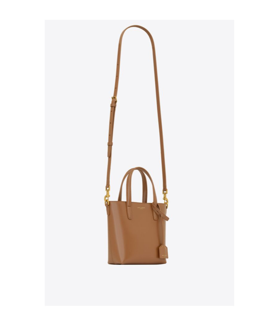 Saint Laurent Mini Toy Shopping Tote Bag In Brown
