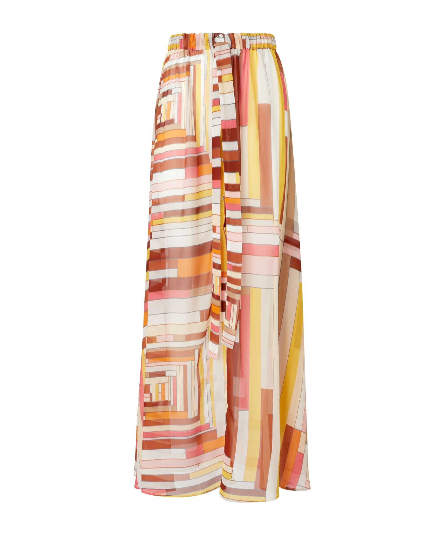 Missoni Langer Bedeckter Rock Aus Bedruckter Seide Mit Frontverschluss In Nude