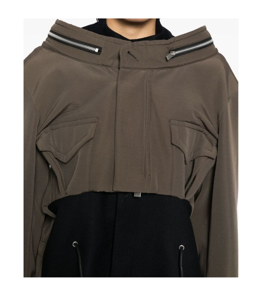 Sacai Grosgrain Bonding X Wool Melton Dress In Black