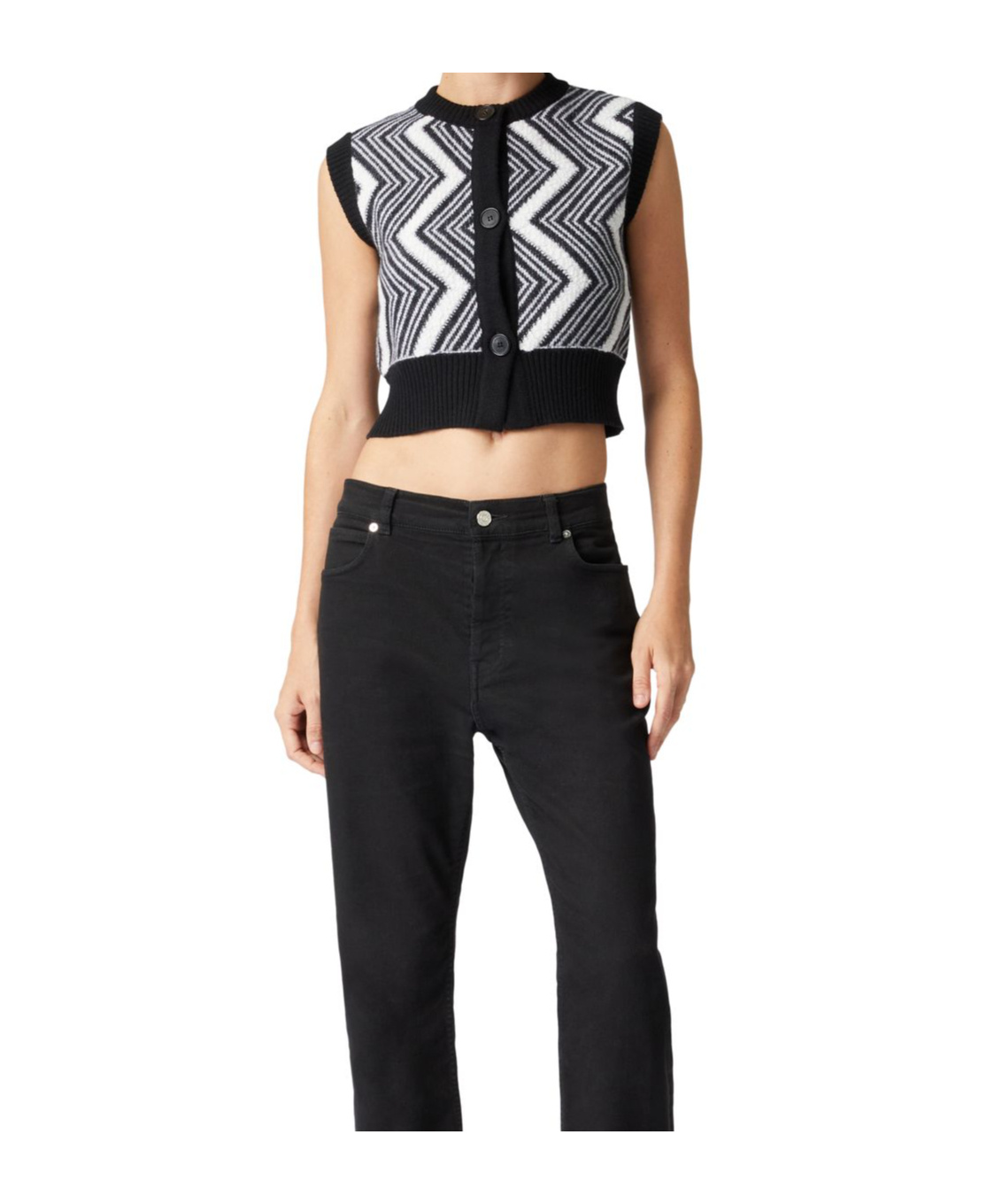 Missoni Crew Neck Knitted Vest In Black