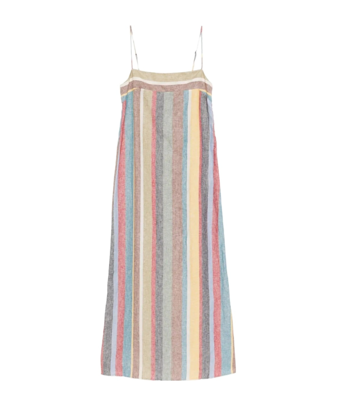 Staud Laura Linen Dress In Market Stripe In Multi