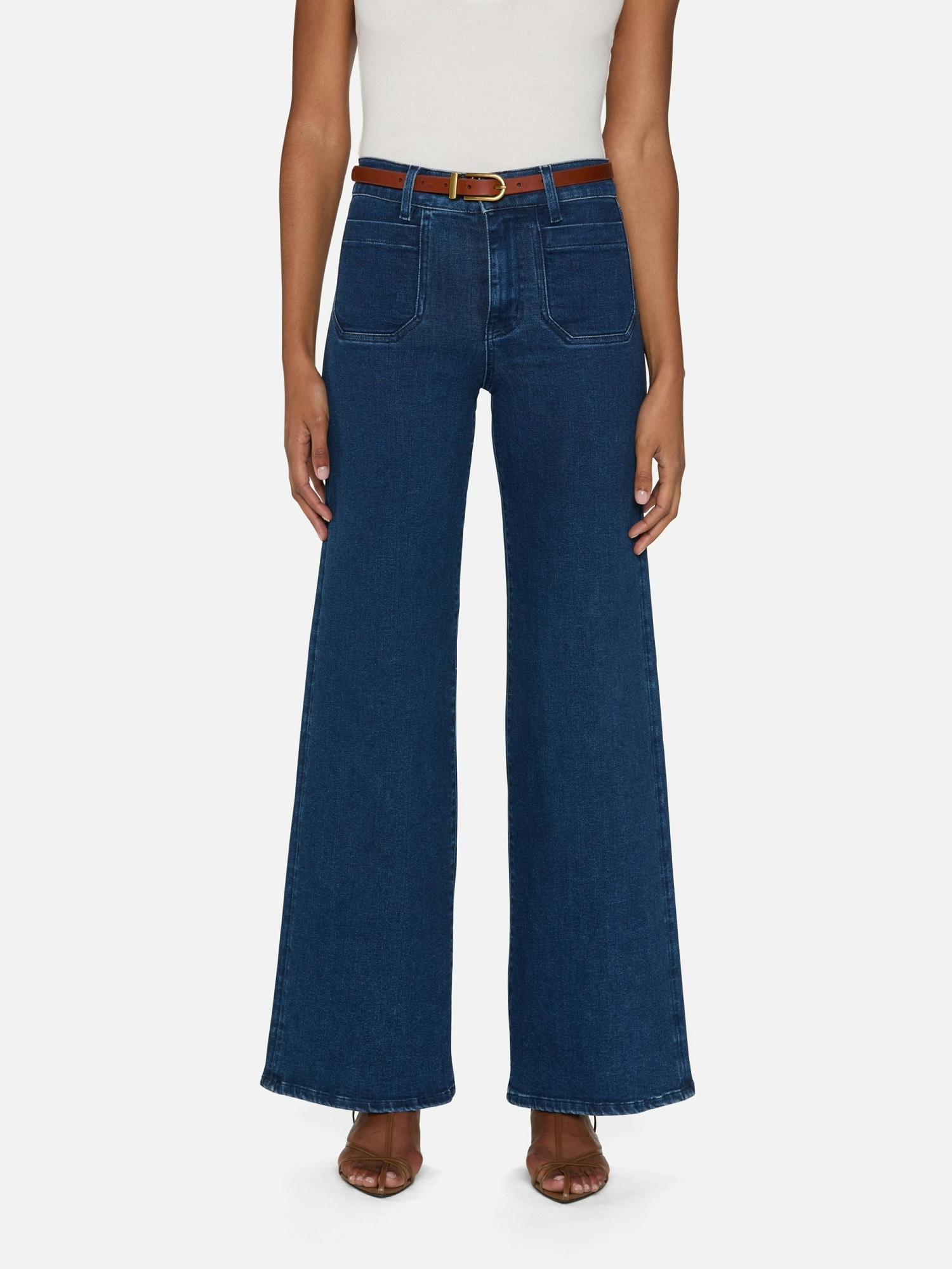 Frame Le Slim Palazzo Modernist Pocket Jeans In Blue