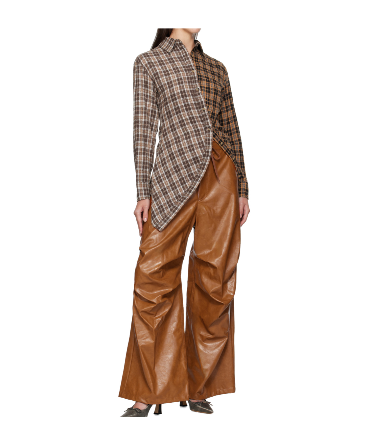Andersson Bell Twist Check Shirt In Brown