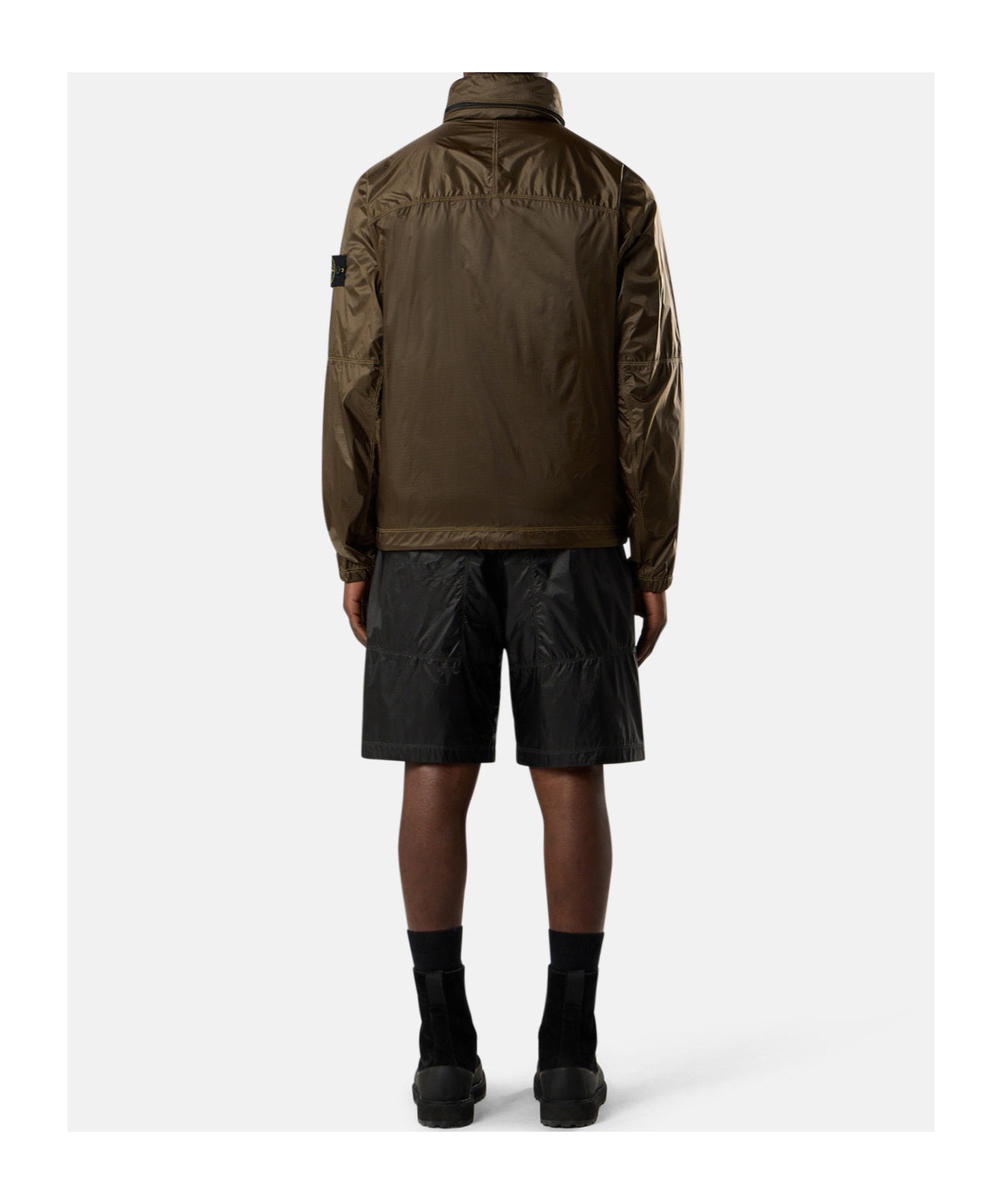 Stone Island Light Jacket With Anti-drop And Concealed Hood In Brown
