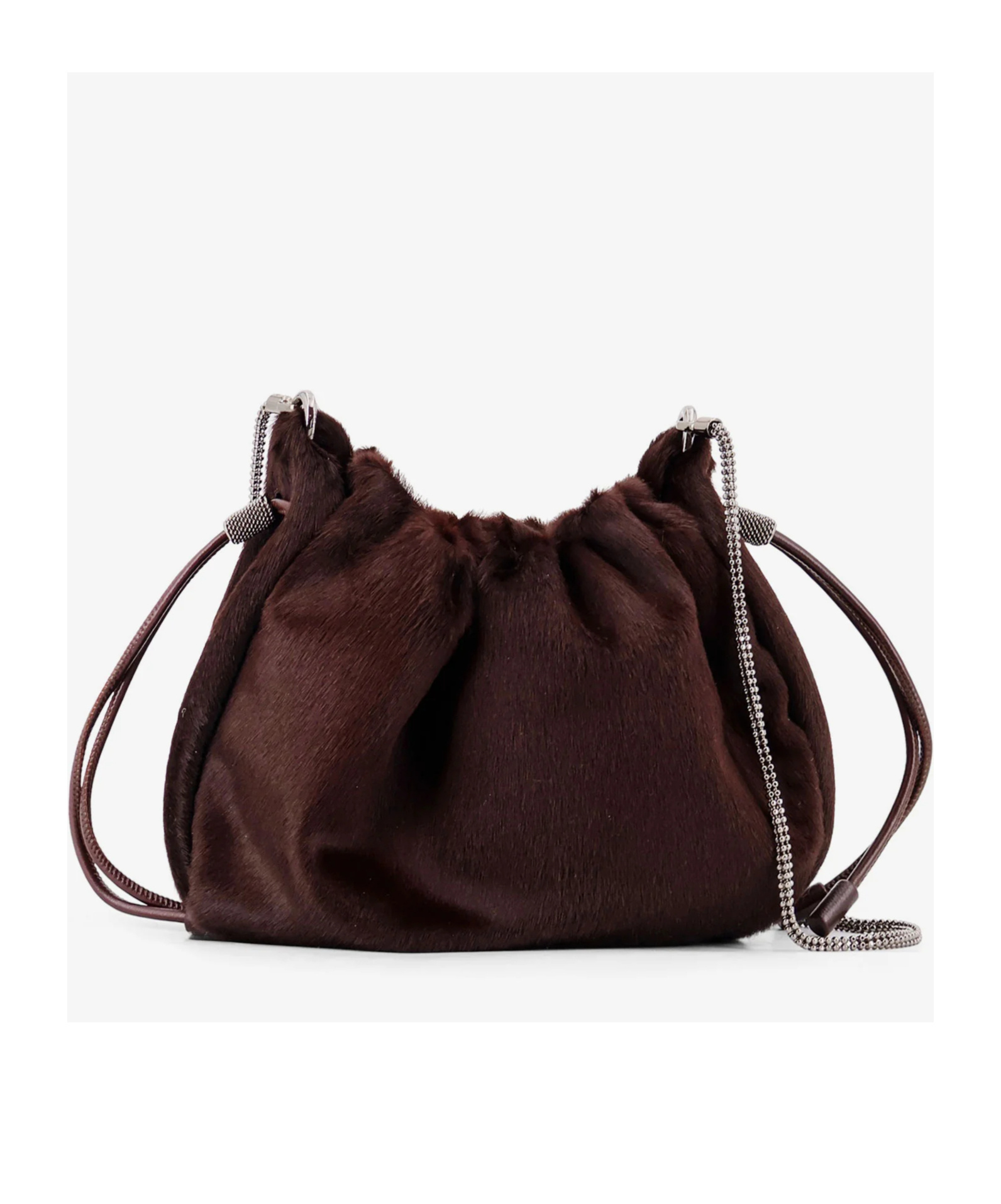 Brunello Cucinelli Women Bucket Mellow Mini Pony Skin Shoulder Bag In Brown