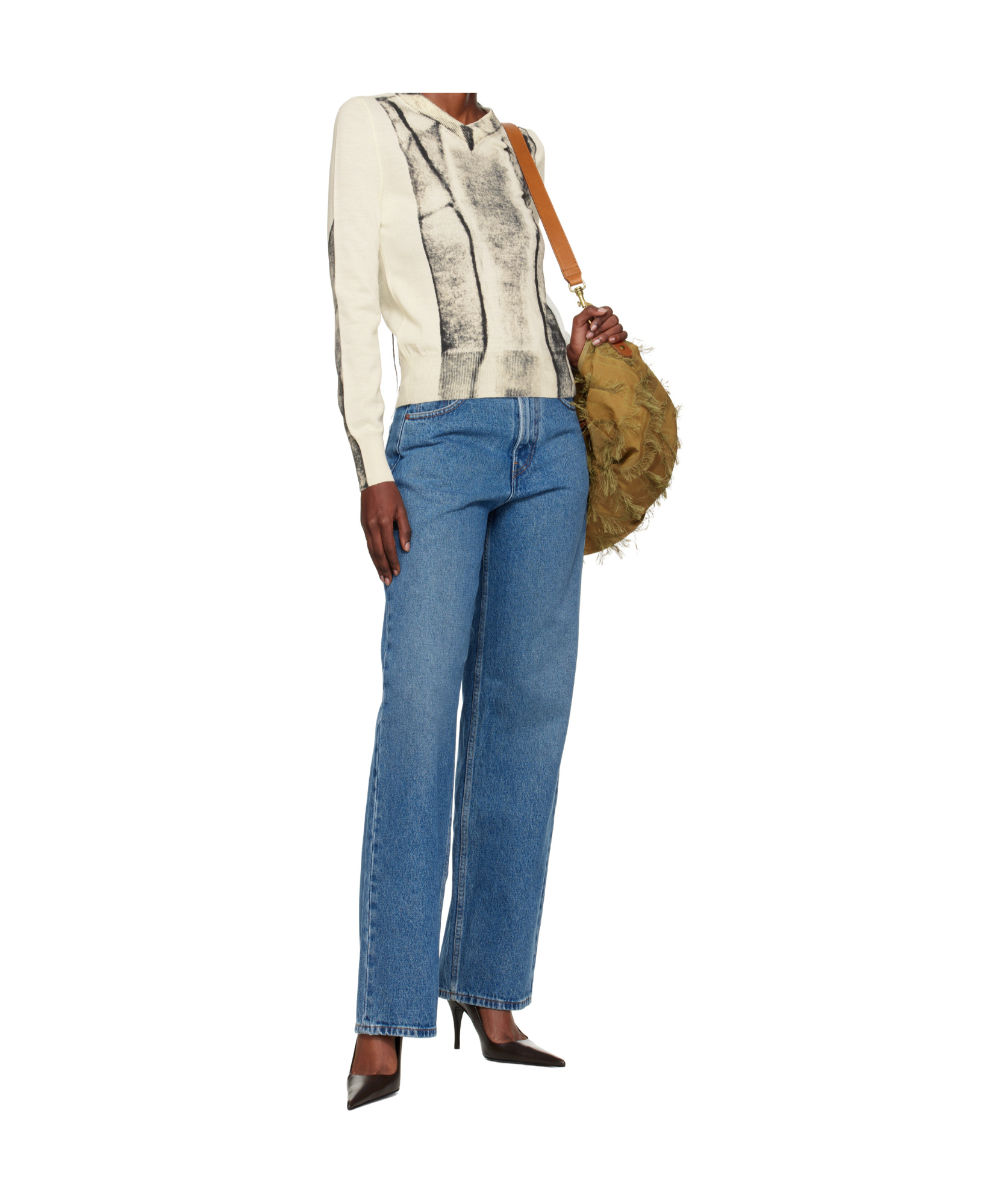 Mm6 Maison Margiela Abstract-print Sweater In Neutral