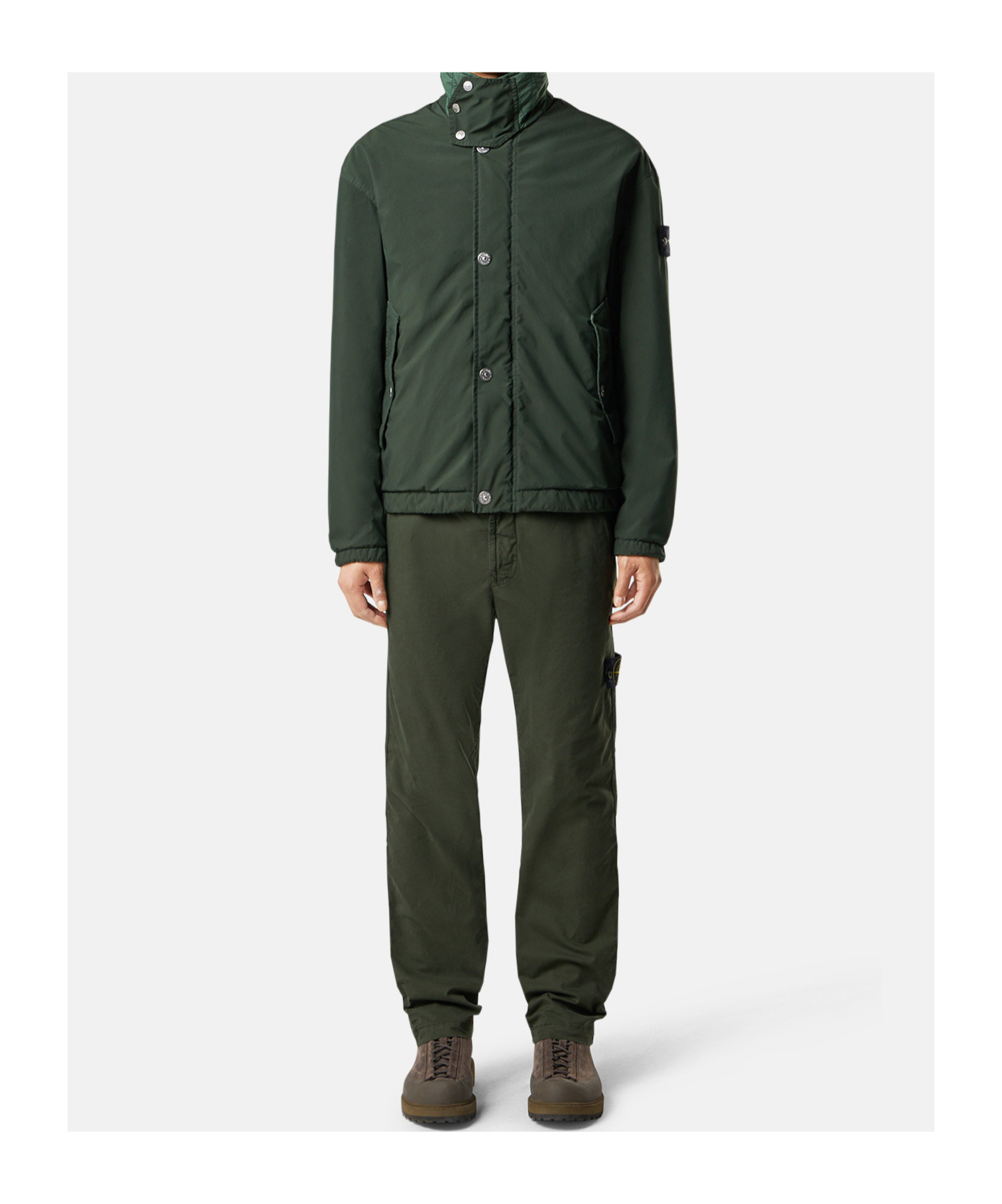 Stone Island Lace-up Suede Sneakers In Green