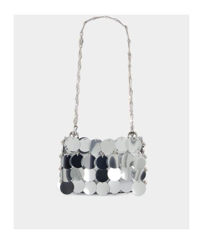 Rabanne Paco  Sparkle Disc Shoulder Bag In Gray