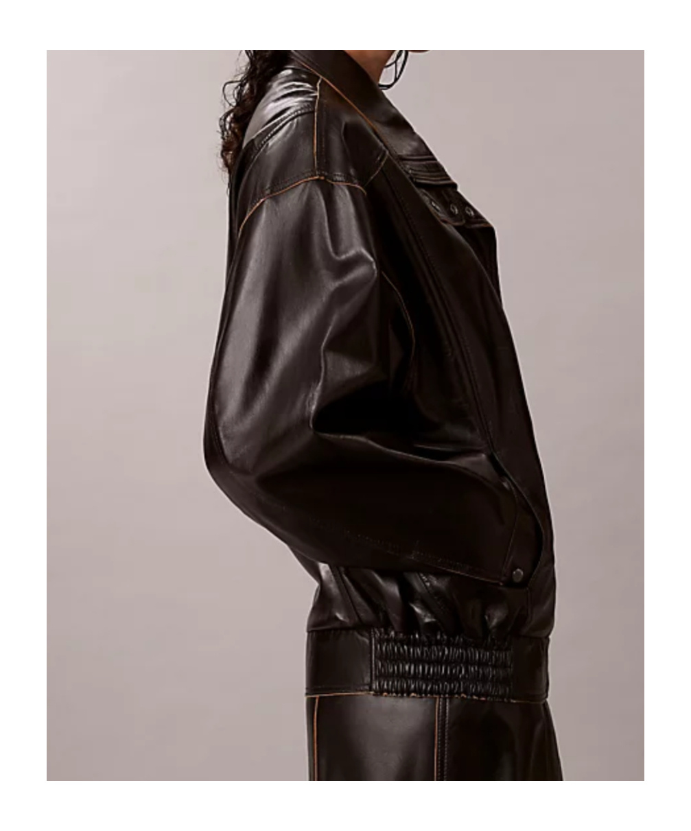 Calvin Klein Modern High Collar Jacket With Contrast Stitching In Black