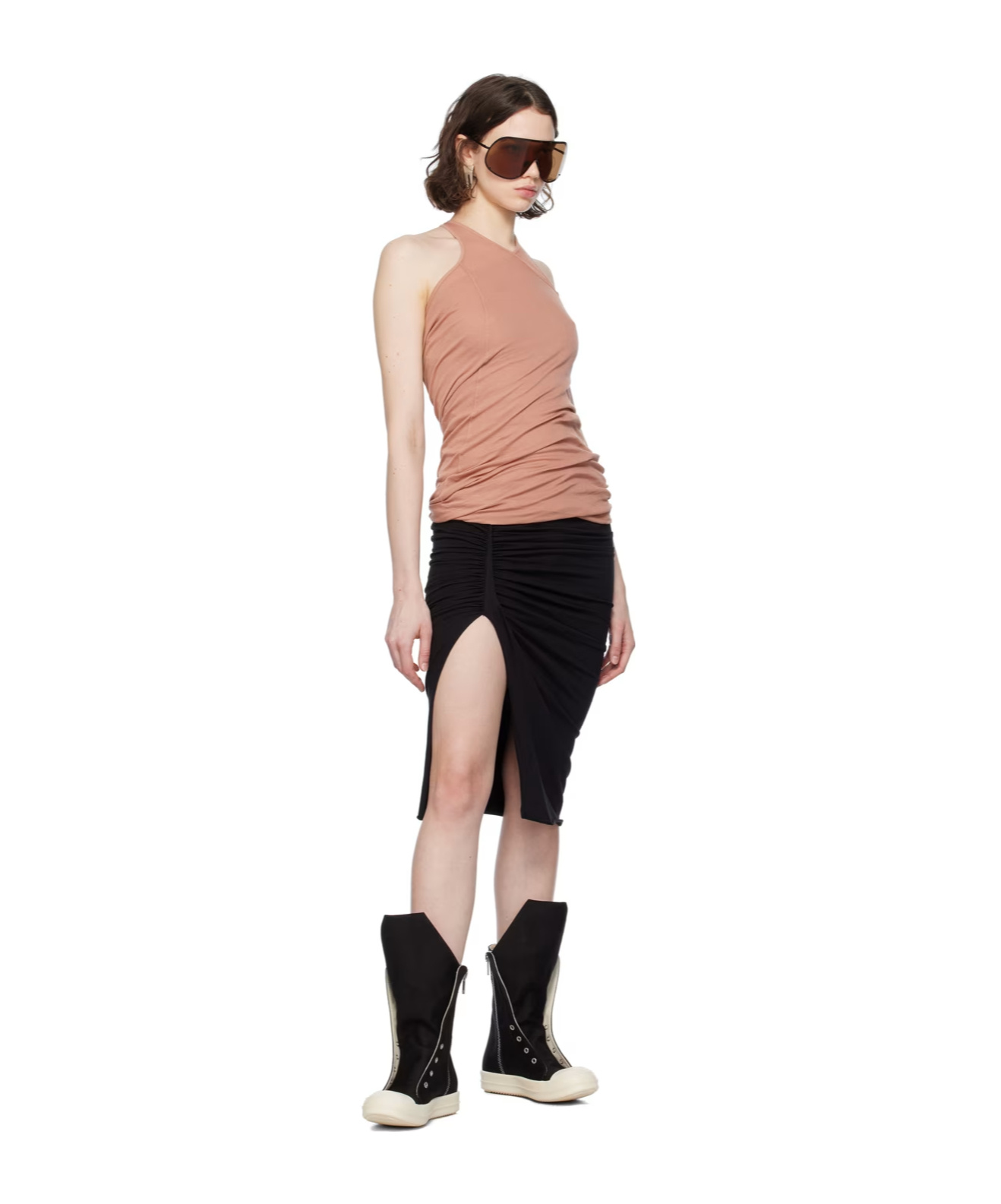 Rick Owens Drkshdw Pink Double Ziggy Banana Tank Top In Pink