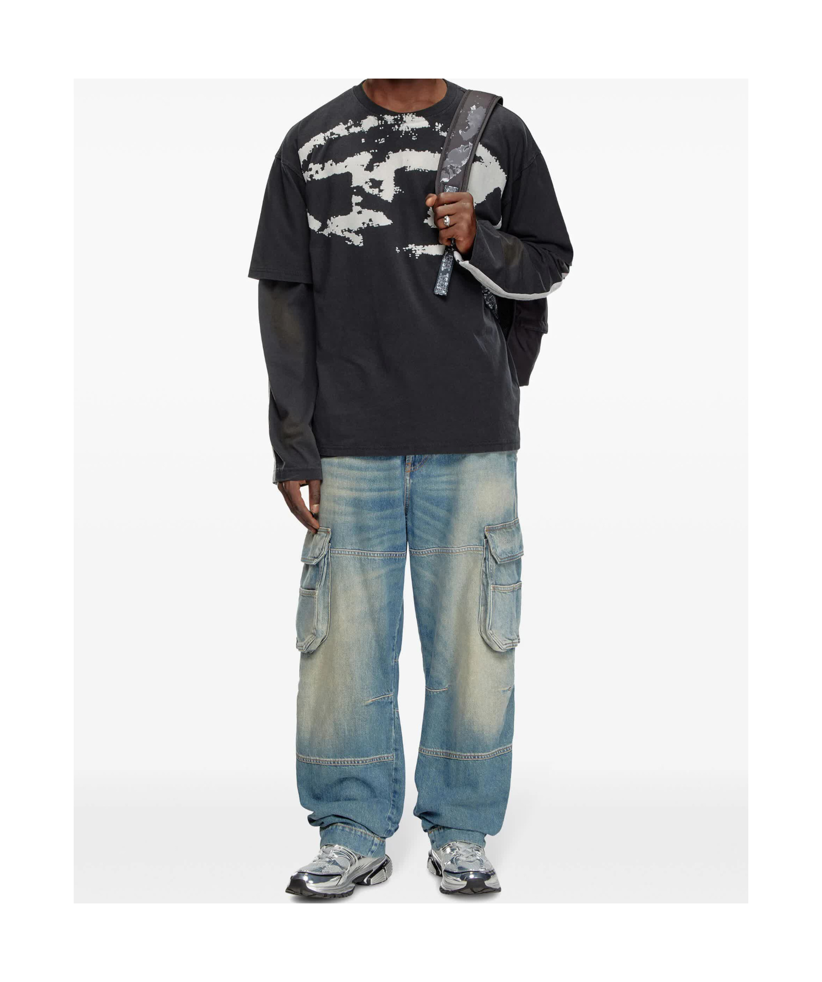 Diesel T-boxt-n14 T-shirt With Flocked Logo In Black