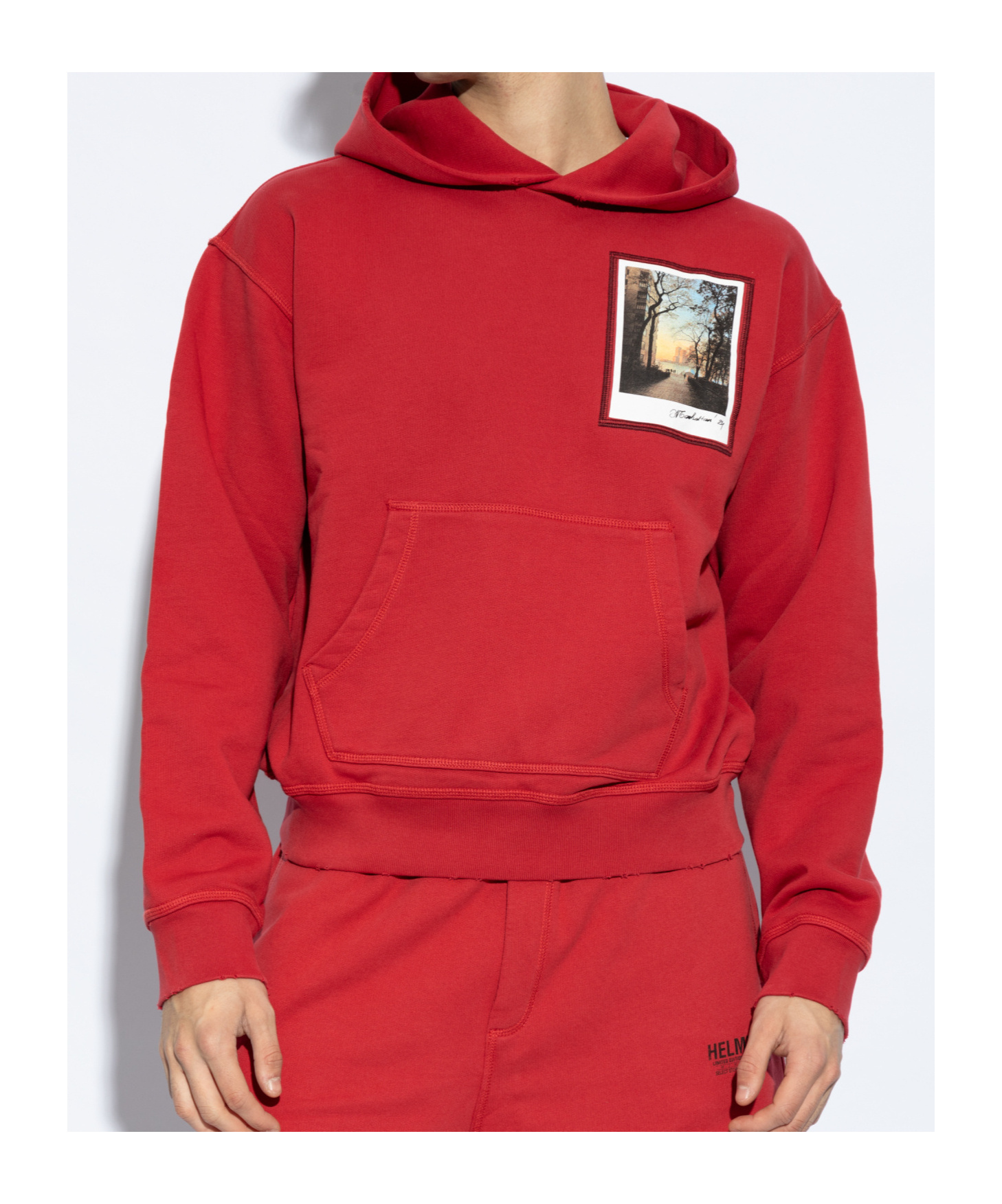 Helmut Lang Red River Postcard Hoodie In Red