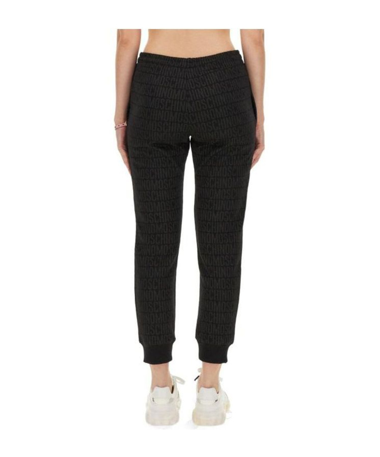 Moschino Cotton Joggers With Ribbed Elastic Waist In Black