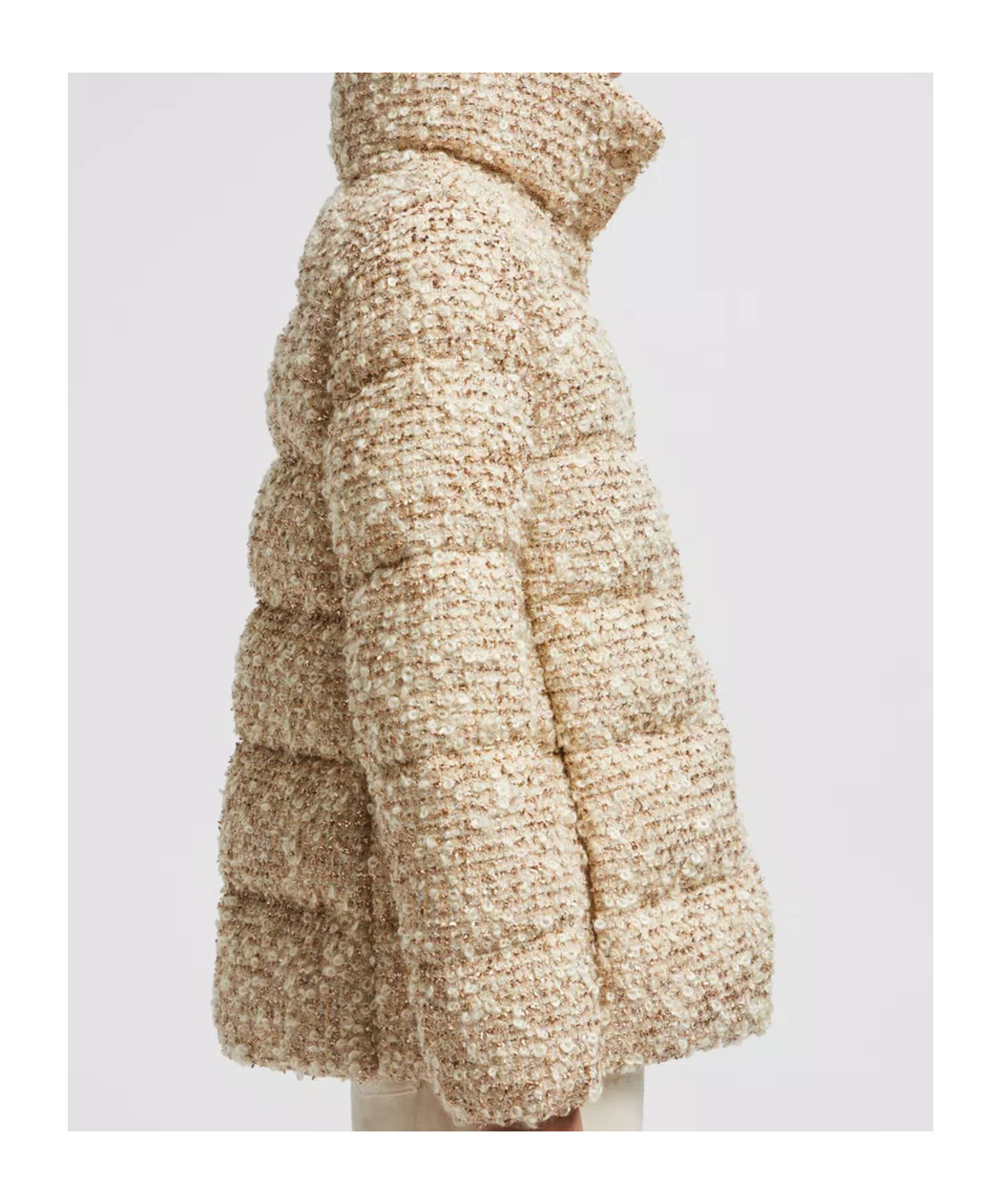 Moncler Cochelle Checked Tweed Down Jacket In Nude