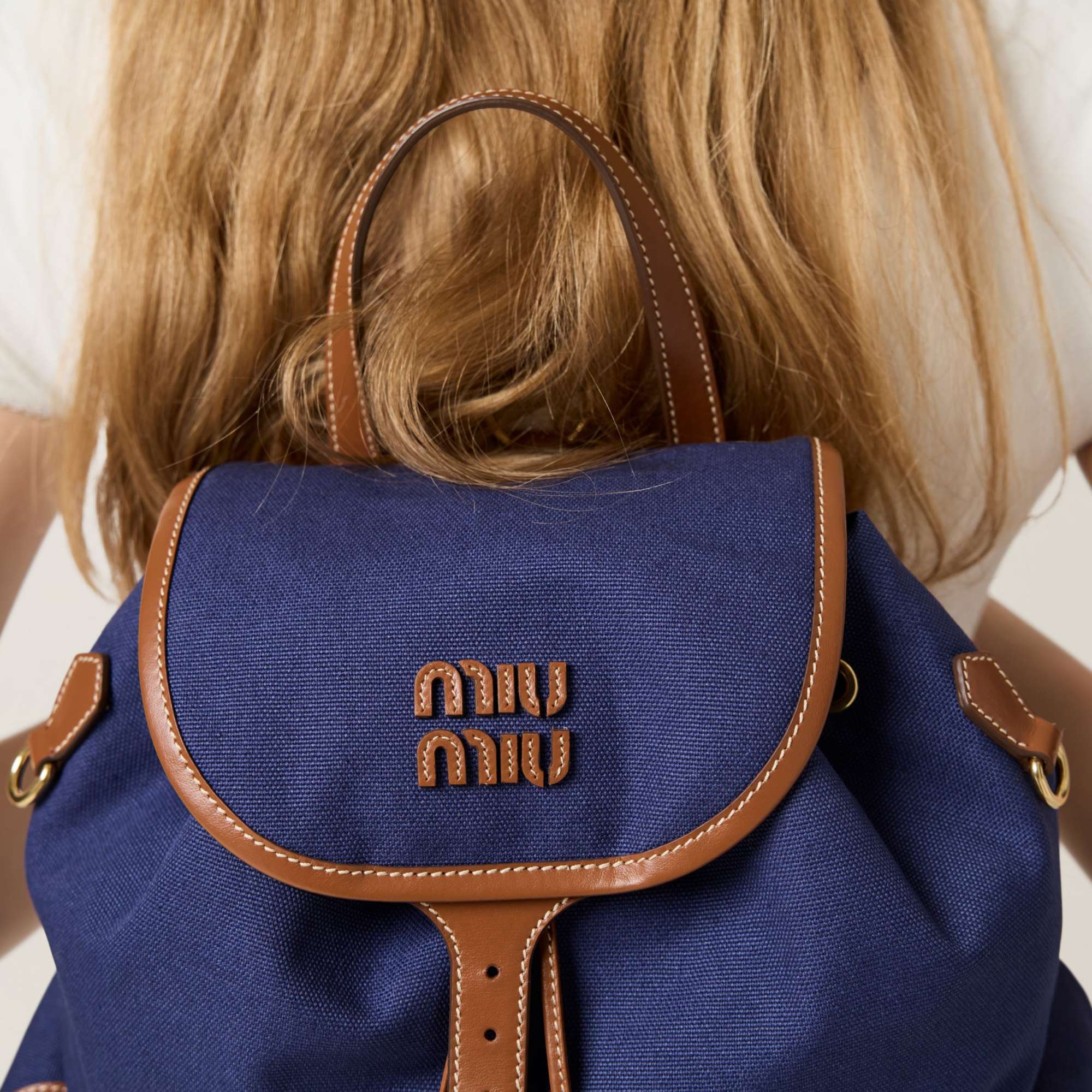 Shop Miu Miu Canvas And Leather Backpack