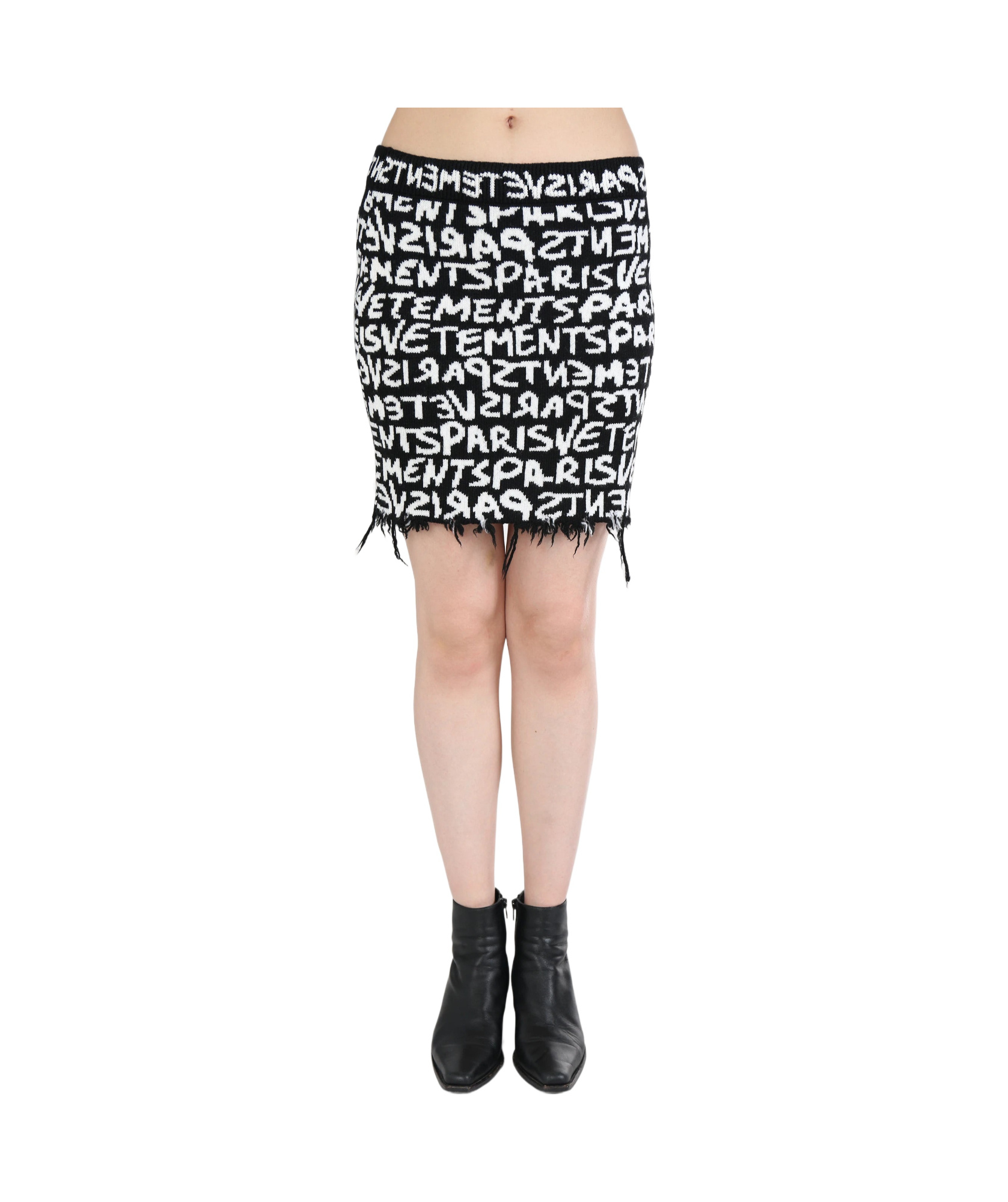 Vetements Paris Monogram High-waisted Mini Skirt In Black