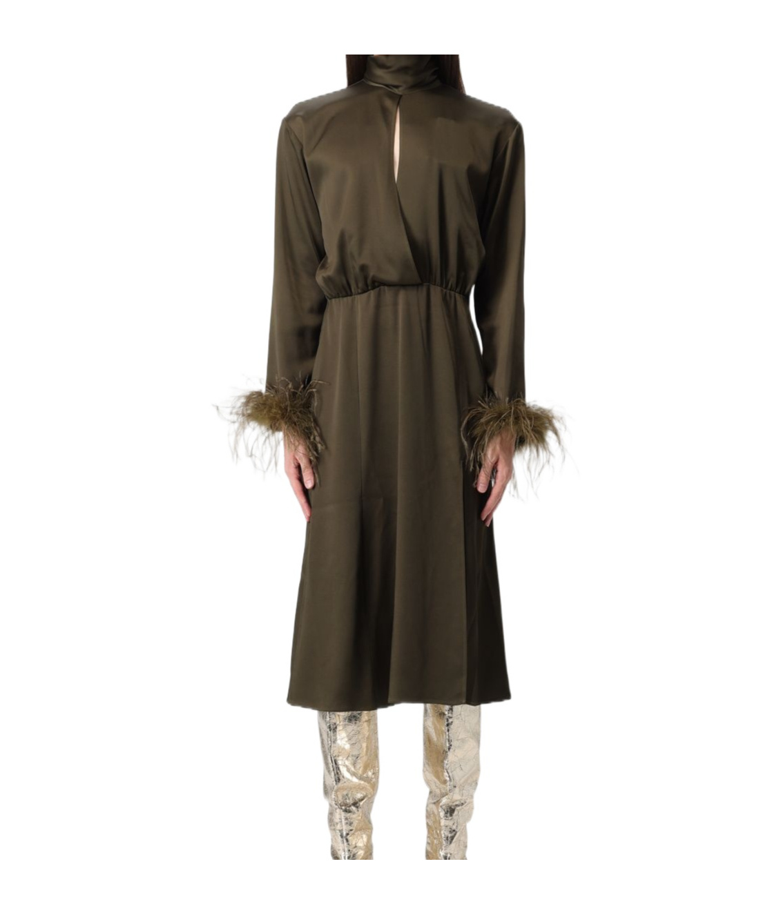 Blumarine Turtleneck Dress In Brown