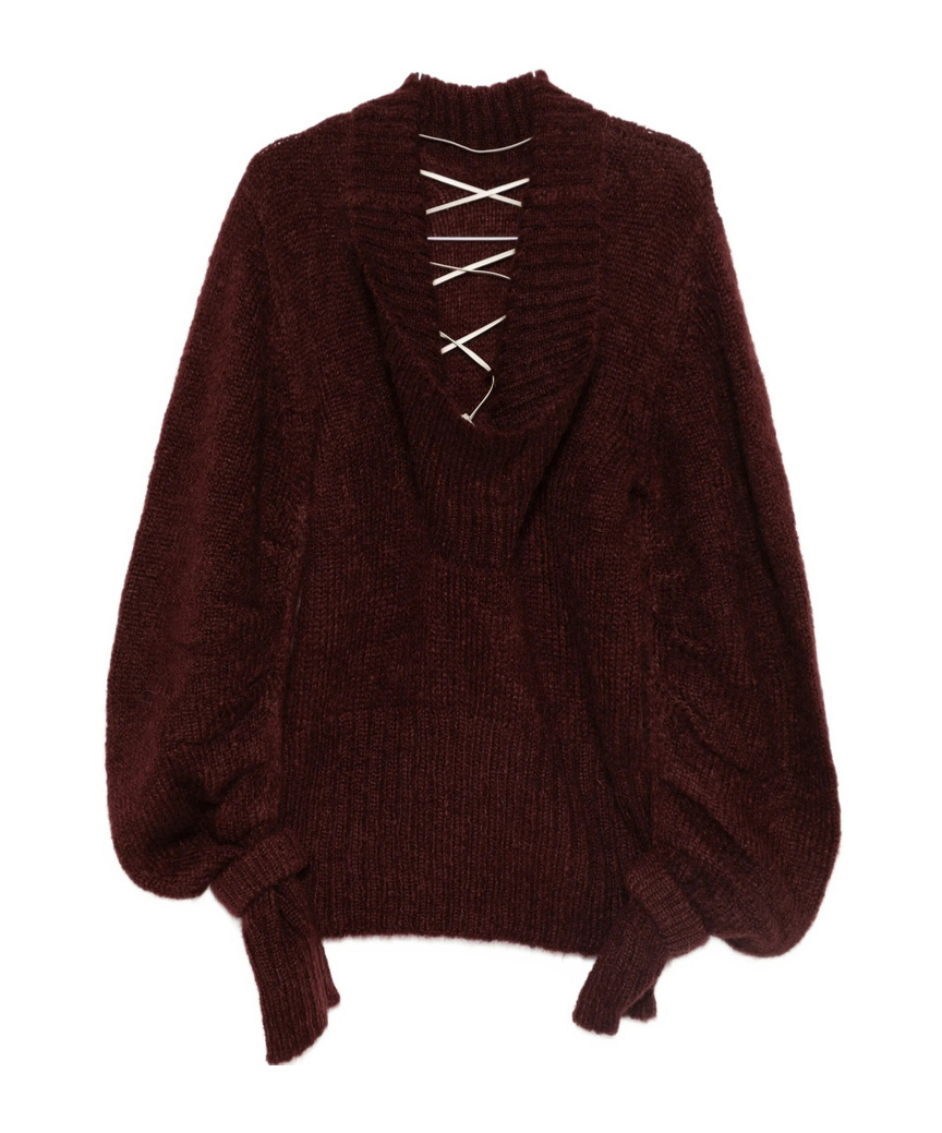 Dries Van Noten Tie Detail Sweater In Burgundy