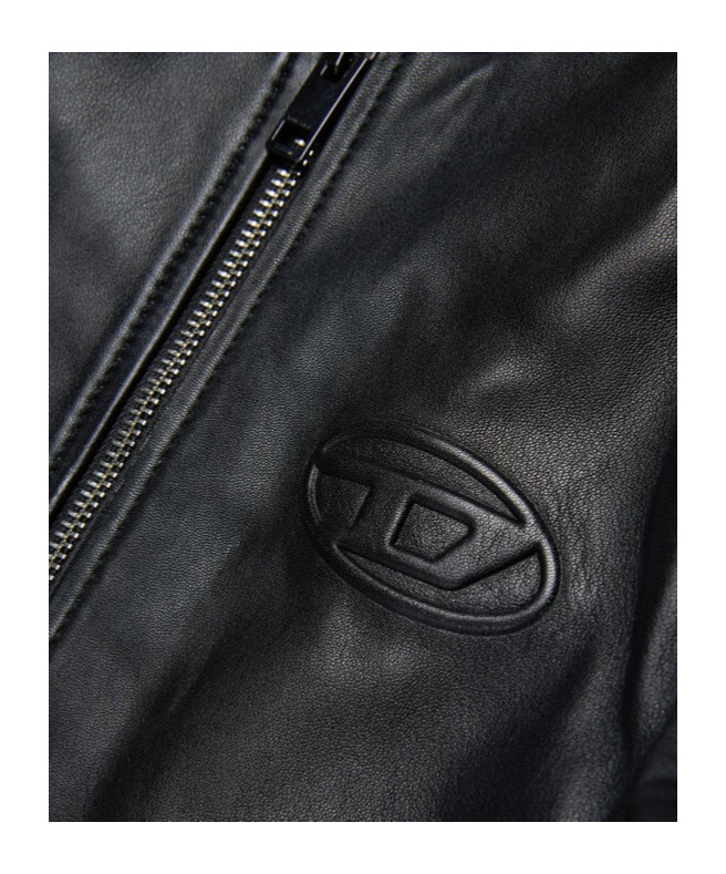 Diesel Oval D Leather Biker Jacket In Black