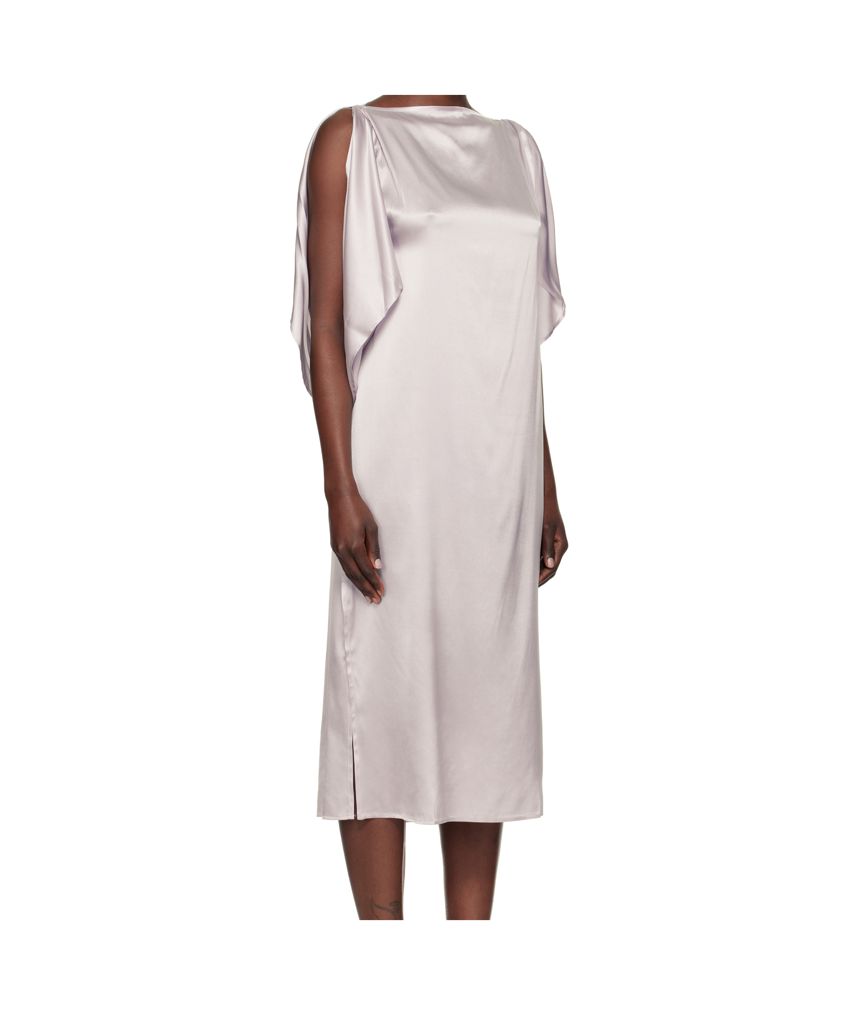 Baserange Purple City Long Sleeve Midi Dress In White